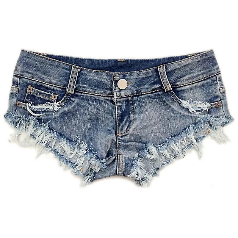 Shorts de mezclilla ultra cortos con cintura baja – Estilo sexy con rasgados