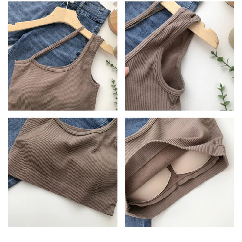 Top de Tirantes Asimétricos para Mujer – Blusa sin Mangas Ajustada y Elegante