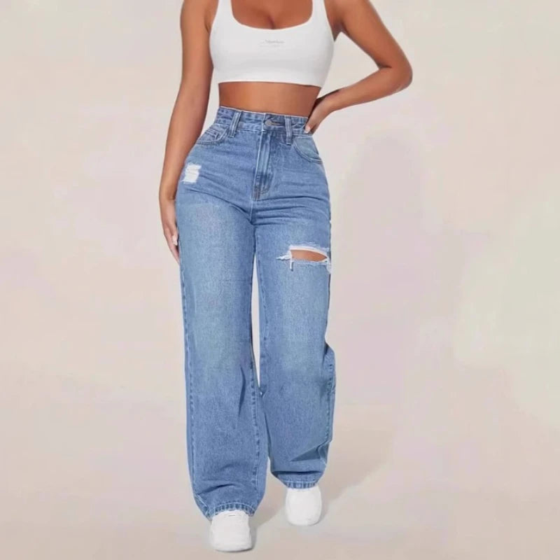 Jeans Street Style Y2K – Rasgados de Cintura Alta