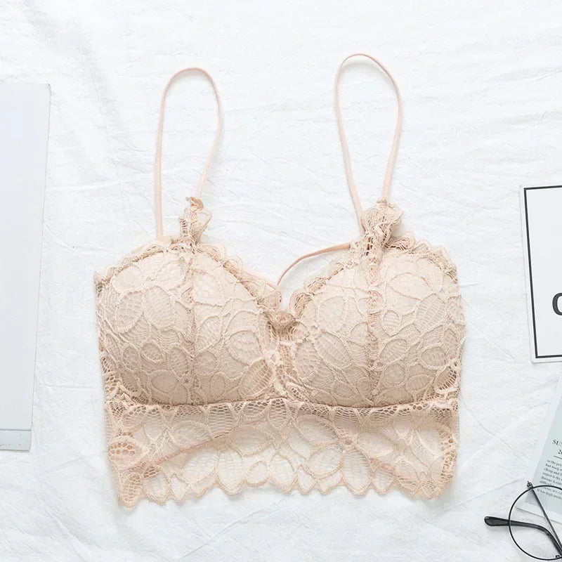 Bralette de Encaje Sexy con Tirantes Ajustables – Lencería Femenina de Realce Elegante