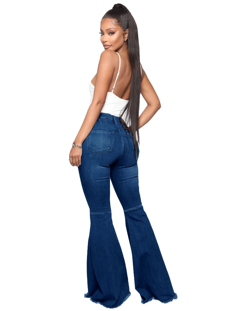 Jeans Acampanados Azul de Cintura Alta