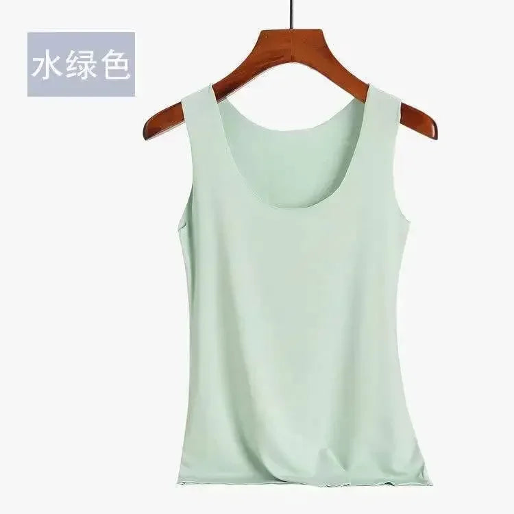 Camiseta sin Mangas de Seda Helada – Top Básico de Verano.Fresco y Cómodo para Mujer