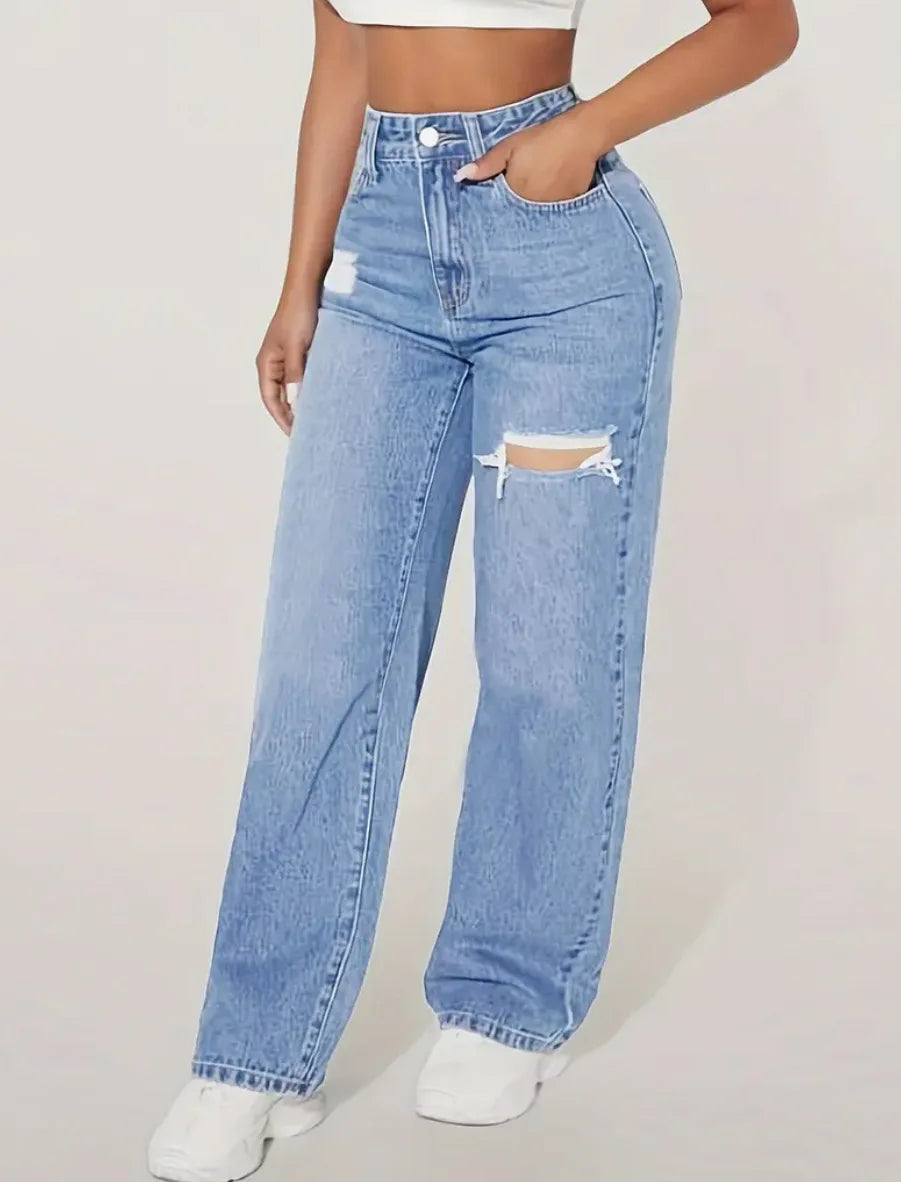 Jeans Street Style Y2K – Rasgados de Cintura Alta