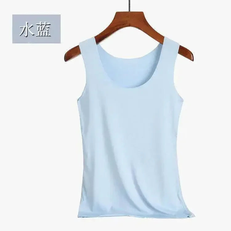 Camiseta sin Mangas de Seda Helada – Top Básico de Verano.Fresco y Cómodo para Mujer