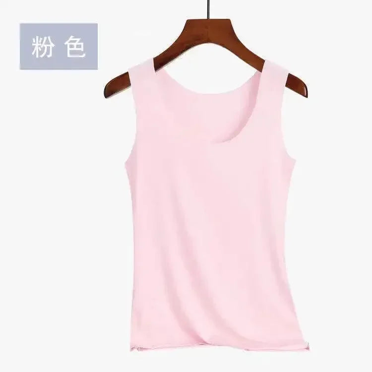 Camiseta sin Mangas de Seda Helada – Top Básico de Verano.Fresco y Cómodo para Mujer
