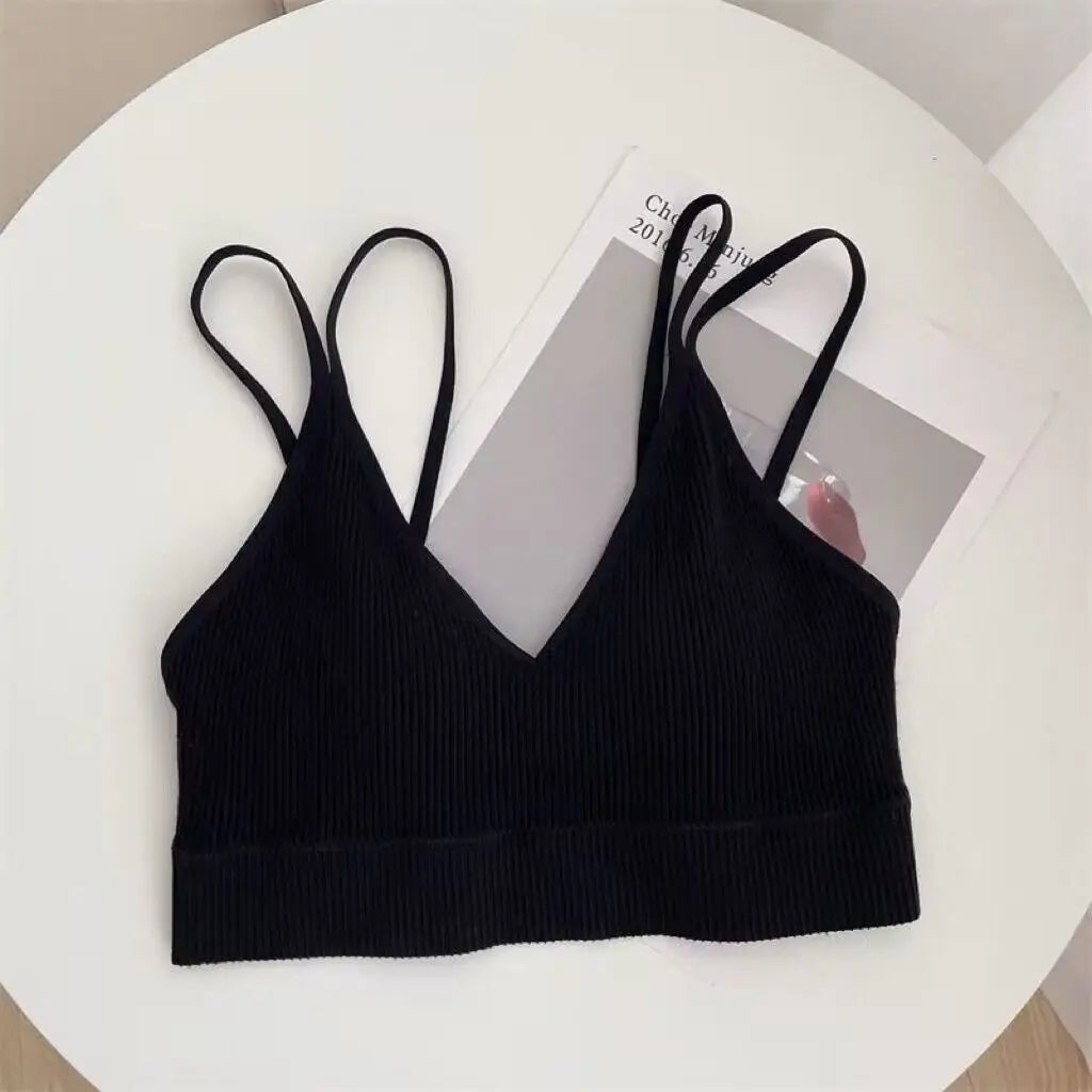 Top Triángulo Mujer – Estilo Bralette con Espalda en V y Tirantes Finos