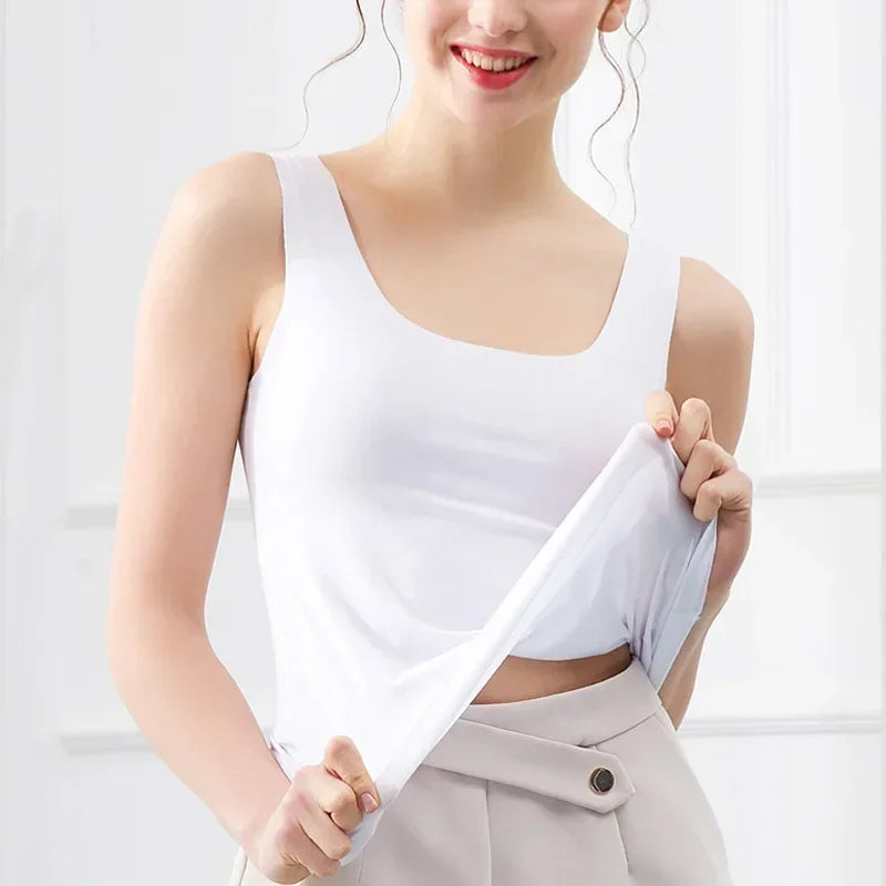 Camiseta sin Mangas de Seda Helada – Top Básico de Verano.Fresco y Cómodo para Mujer