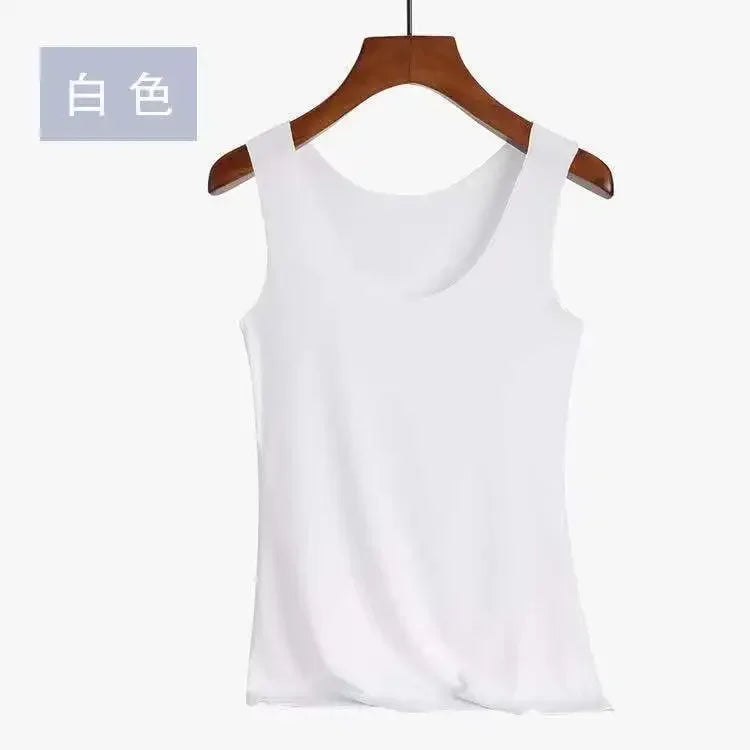 Camiseta sin Mangas de Seda Helada – Top Básico de Verano.Fresco y Cómodo para Mujer