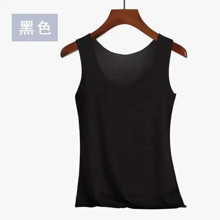 Camiseta sin Mangas de Seda Helada – Top Básico de Verano.Fresco y Cómodo para Mujer