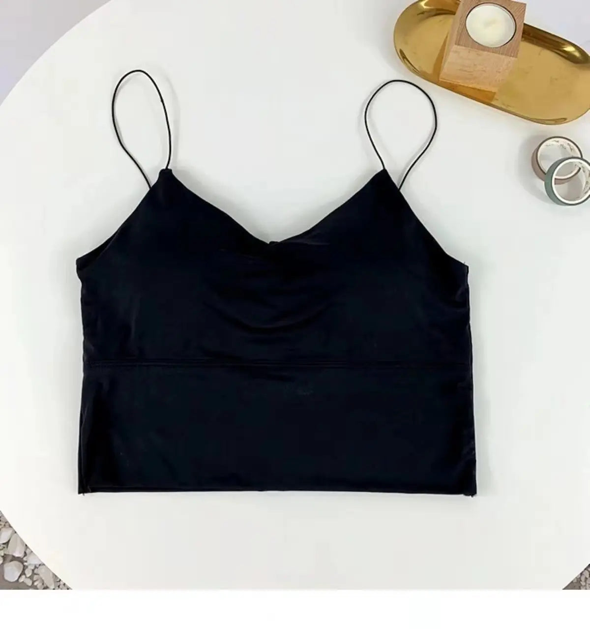 Bralette de Seda Helada para Mujer – Top Sin Mangas con Copa Acolchada y Estilo Sexy