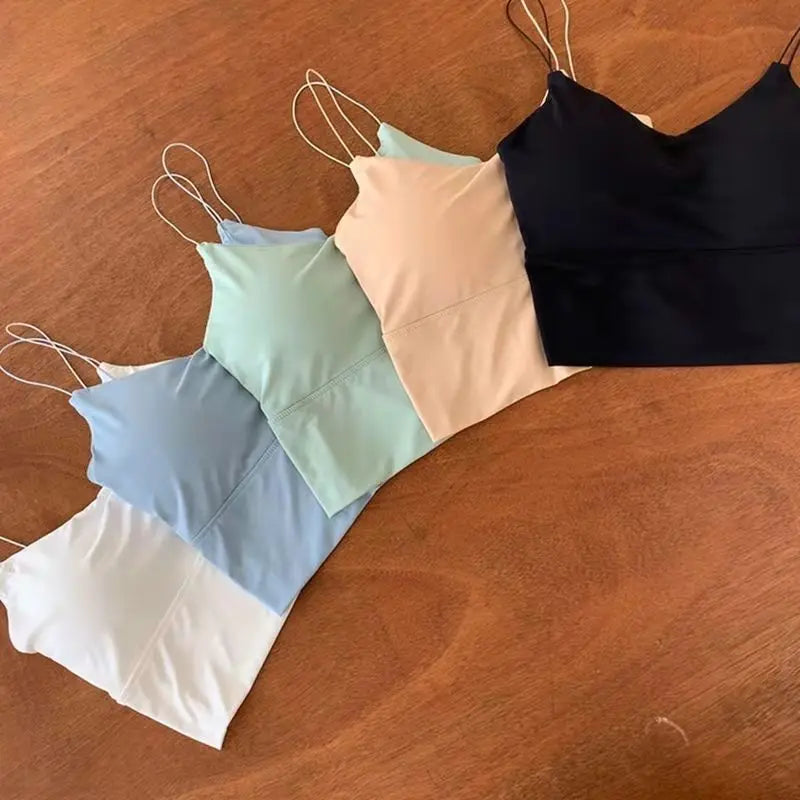 Bralette de Seda Helada para Mujer – Top Sin Mangas con Copa Acolchada y Estilo Sexy