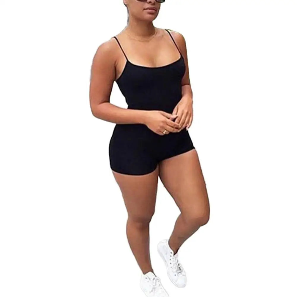 Mono corto deportivo con tirantes finos y cuello redondo – Casual/Streetwear