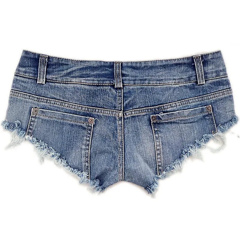 Shorts de mezclilla ultra cortos con cintura baja – Estilo sexy con rasgados