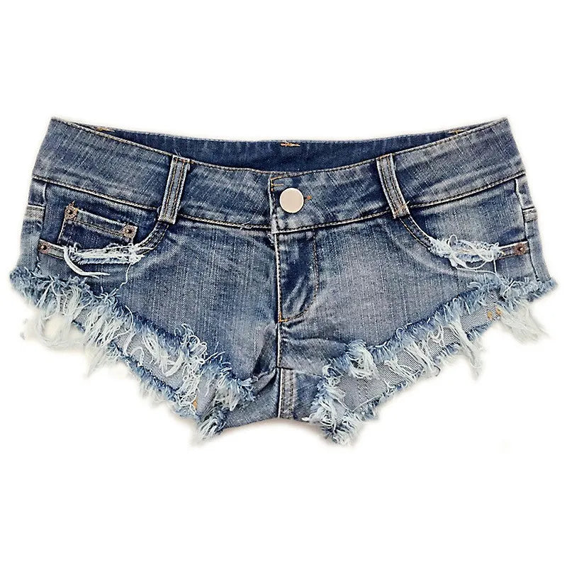 Shorts de mezclilla ultra cortos con cintura baja – Estilo sexy con rasgados