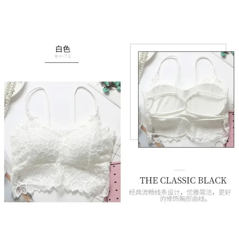 Bralette de Encaje Sexy con Tirantes Ajustables – Lencería Femenina de Realce Elegante