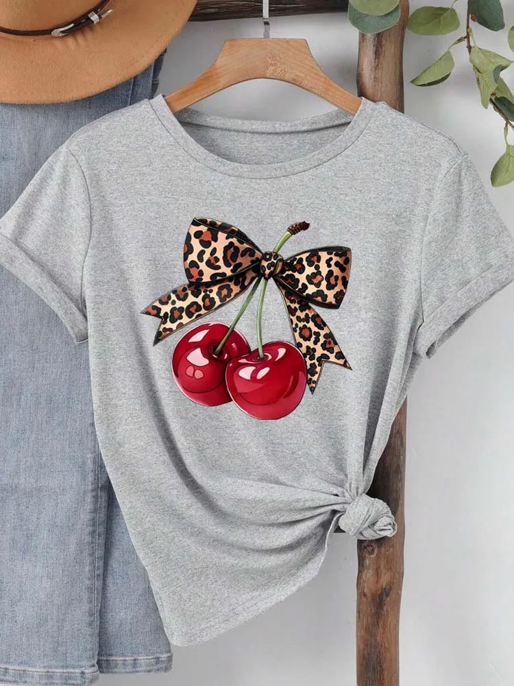 🍒 Camiseta con estampado de cereza – top casual para mujer 🍒