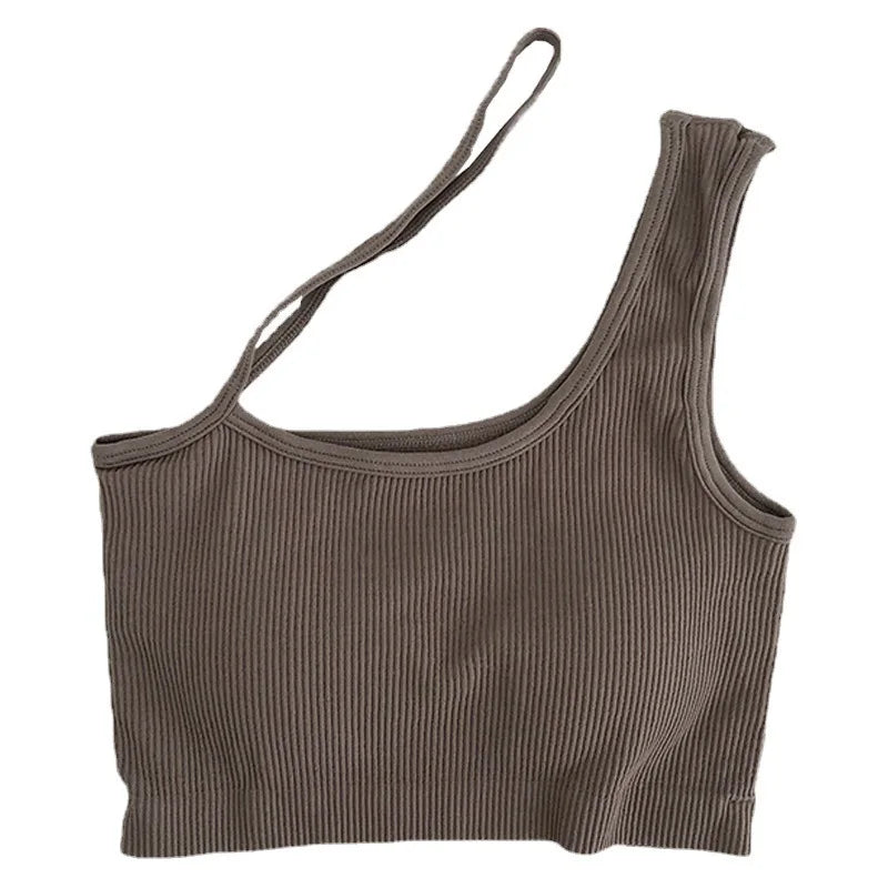 Top de Tirantes Asimétricos para Mujer – Blusa sin Mangas Ajustada y Elegante