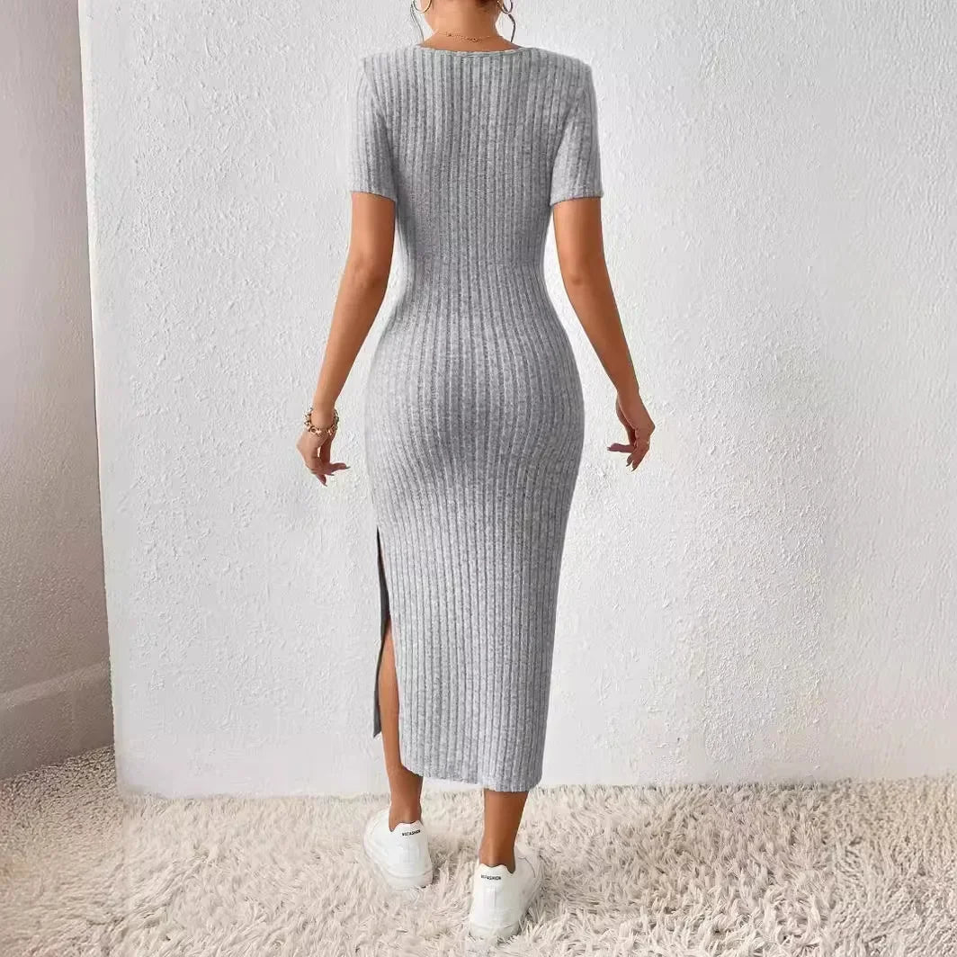 Vestido de maternidad con cuello cuadrado y abertura lateral