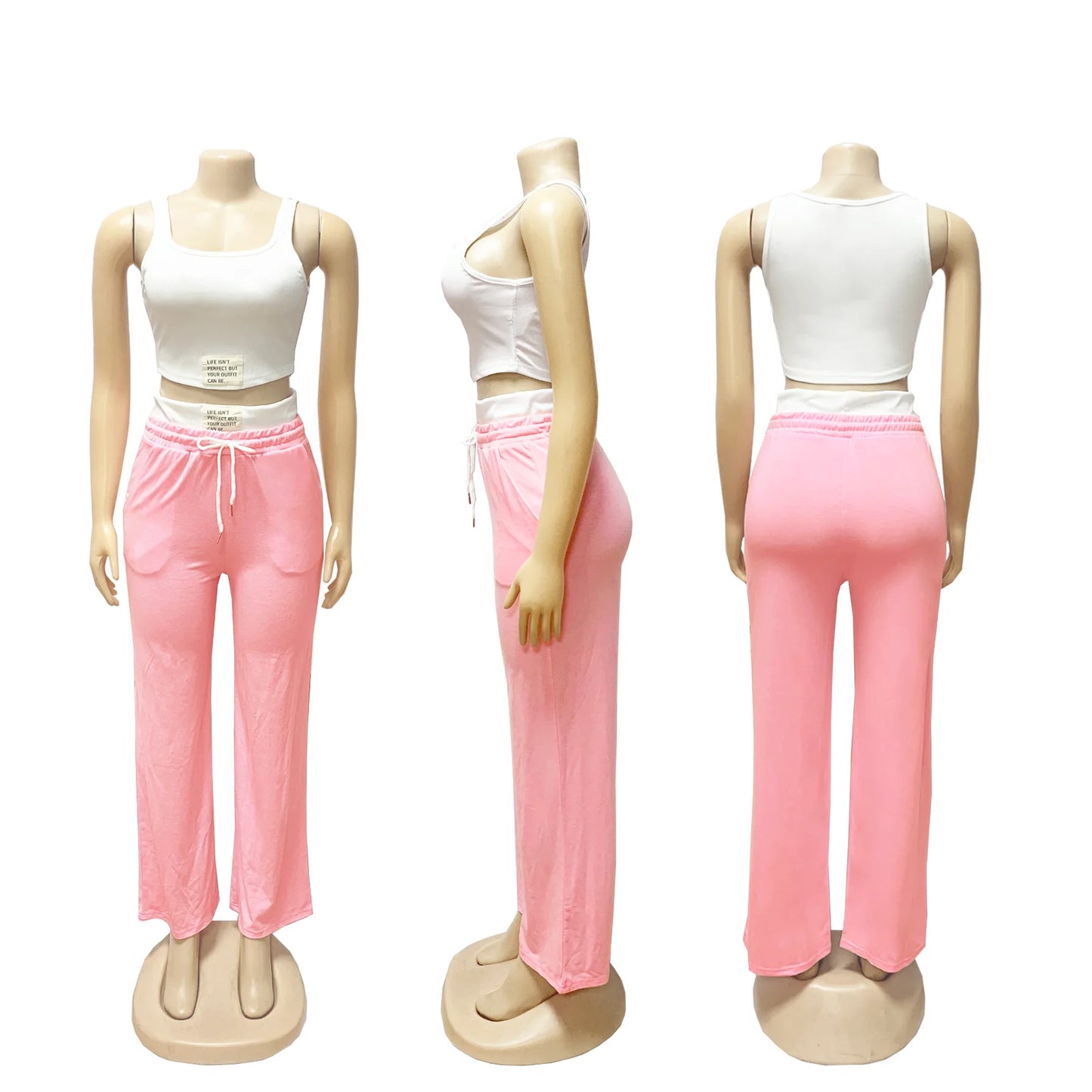 Conjunto deportivo 2 piezas con top sin mangas y pantalón jogger – Casual/Streetwear