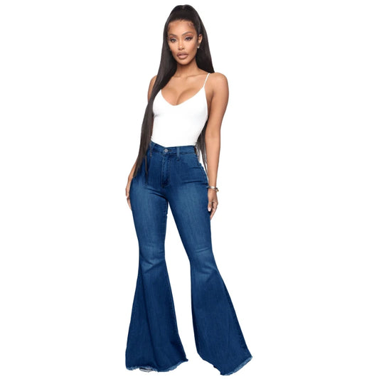Jeans Acampanados Azul de Cintura Alta