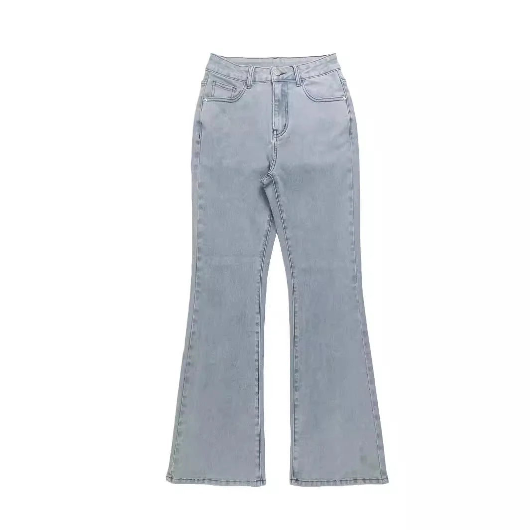 Jeans de Mujer Cintura Alta Color Claro – Estilo  acampanado
