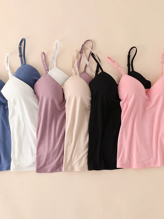 Blusa acolchada sin mangas con tirantes finos y cuello en V ✨