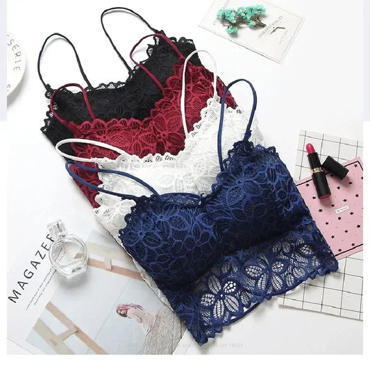 Bralette de Encaje Sexy con Tirantes Ajustables – Lencería Femenina de Realce Elegante