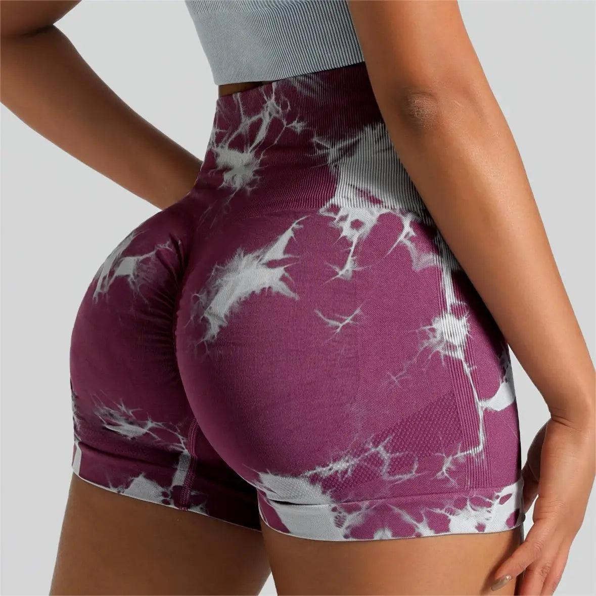 Short Deportivo Tie Dye sin Costuras – Push Up de Cintura Alta para Gym, Yoga y Fitness