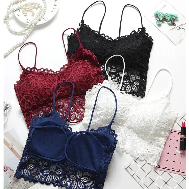 Bralette de Encaje Sexy con Tirantes Ajustables – Lencería Femenina de Realce Elegante