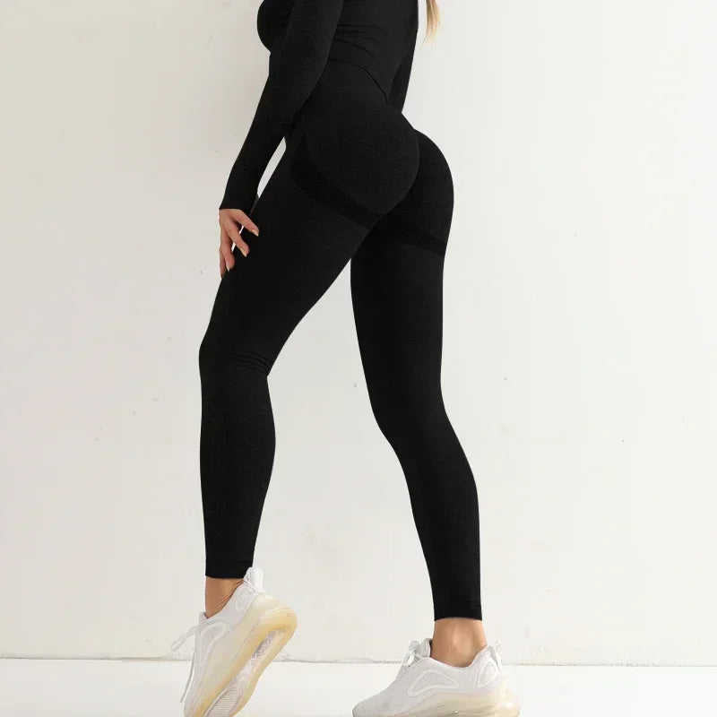Leggings Deportivos sin Costuras de Cintura Alta – Push Up para Yoga, Gym y Running 🏋️‍♀️🧘‍♀️✨