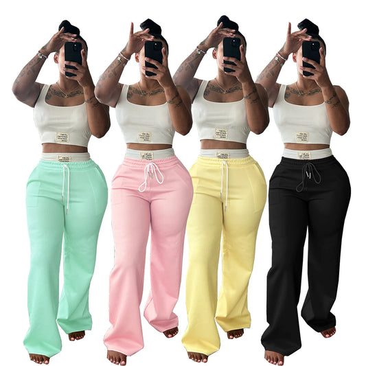 Conjunto deportivo 2 piezas con top sin mangas y pantalón jogger – Casual/Streetwear