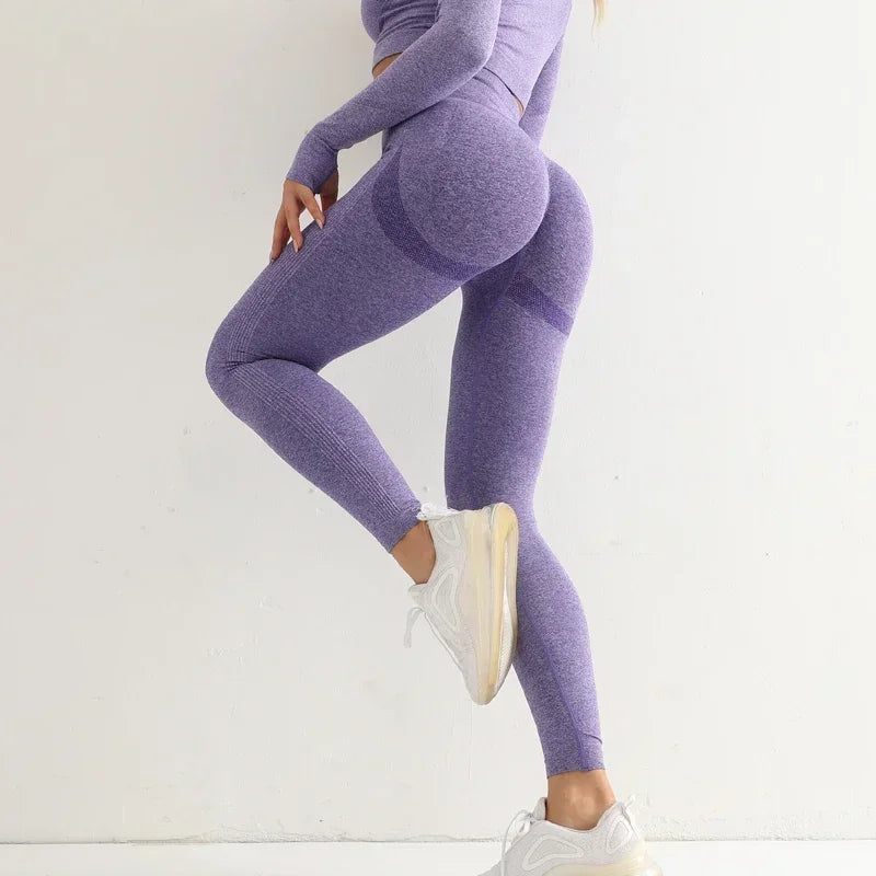 Leggings Deportivos sin Costuras de Cintura Alta – Push Up para Yoga, Gym y Running 🏋️‍♀️🧘‍♀️✨