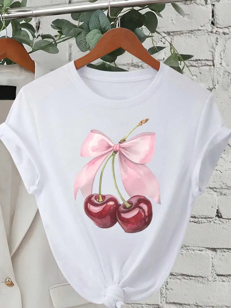 🍒 Camiseta con estampado de cereza – top casual para mujer 🍒