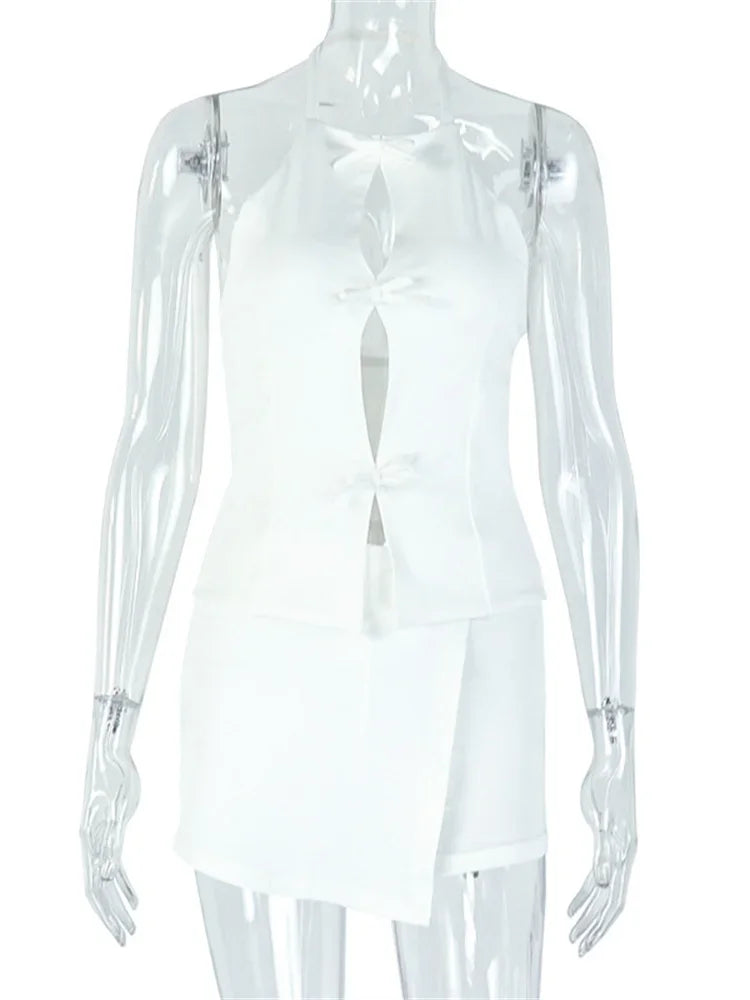 Conjunto 2 piezas con top halter y falda ajustada