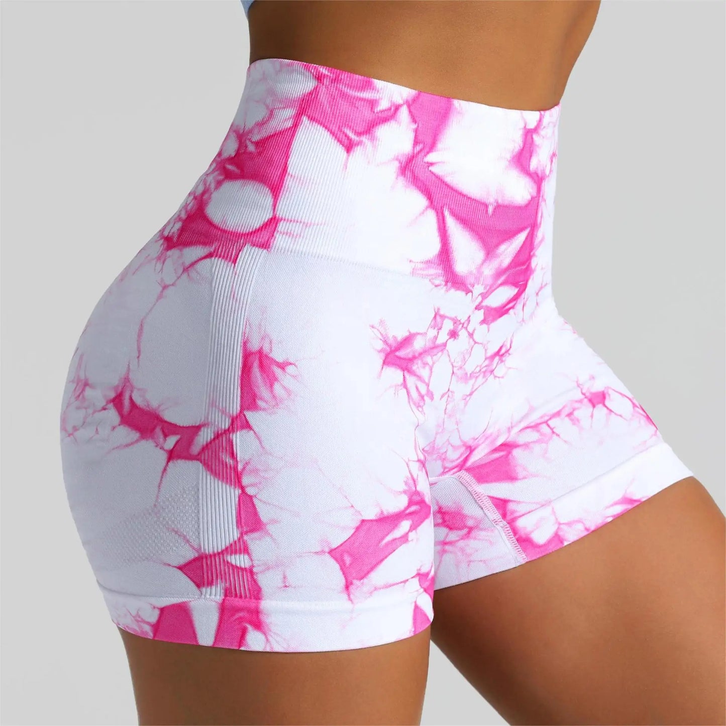 Short Deportivo Tie Dye sin Costuras – Push Up de Cintura Alta para Gym, Yoga y Fitness