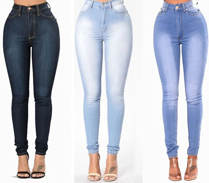 Jeans de Mujer Cintura Alta Color Claro – Corte Ajustado hasta el Tobillo