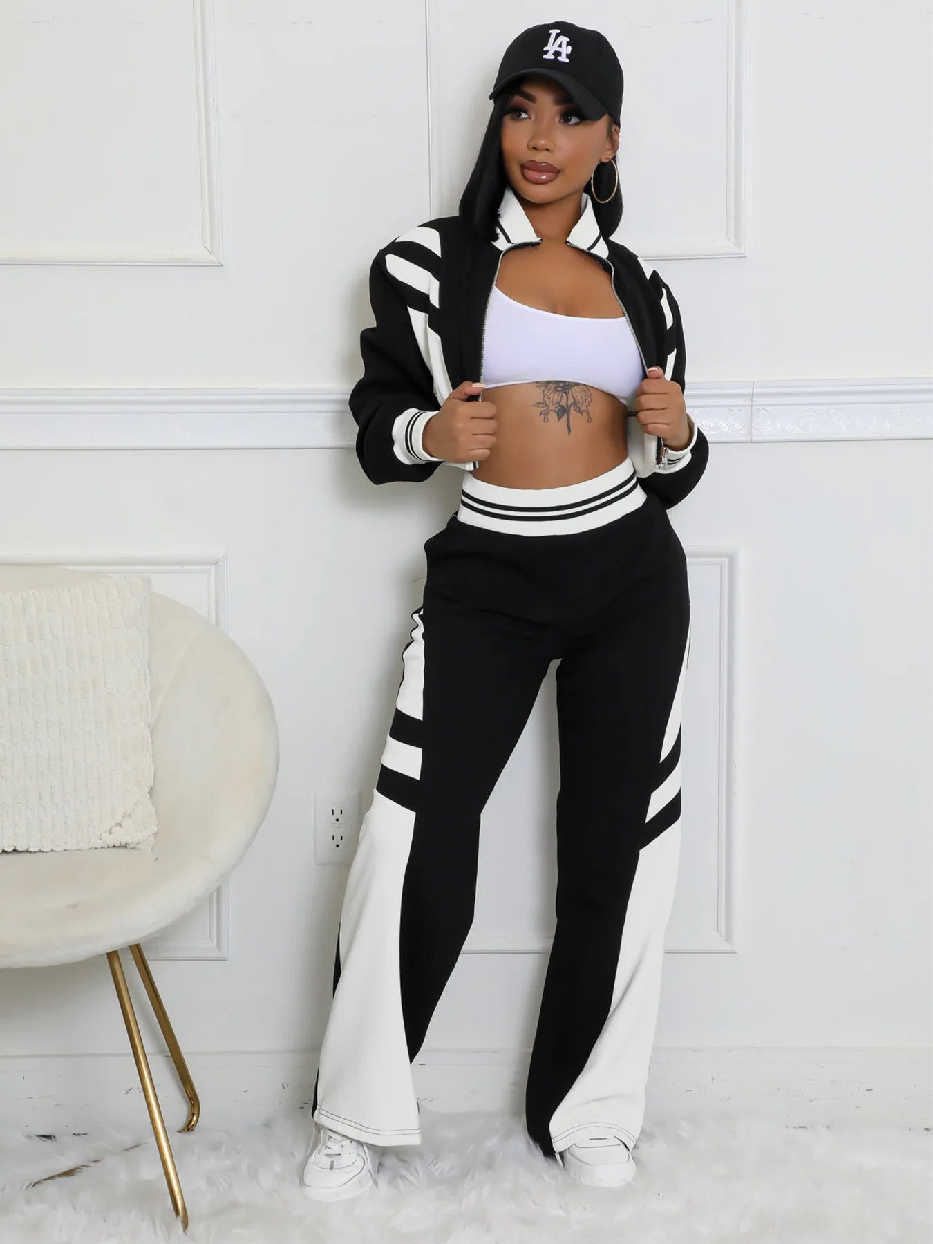 Conjunto deportivo 2 piezas con chaqueta y pantalón ajustado – Casual/Primavera-Invierno