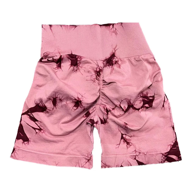 Short Deportivo Tie Dye sin Costuras – Push Up de Cintura Alta para Gym, Yoga y Fitness