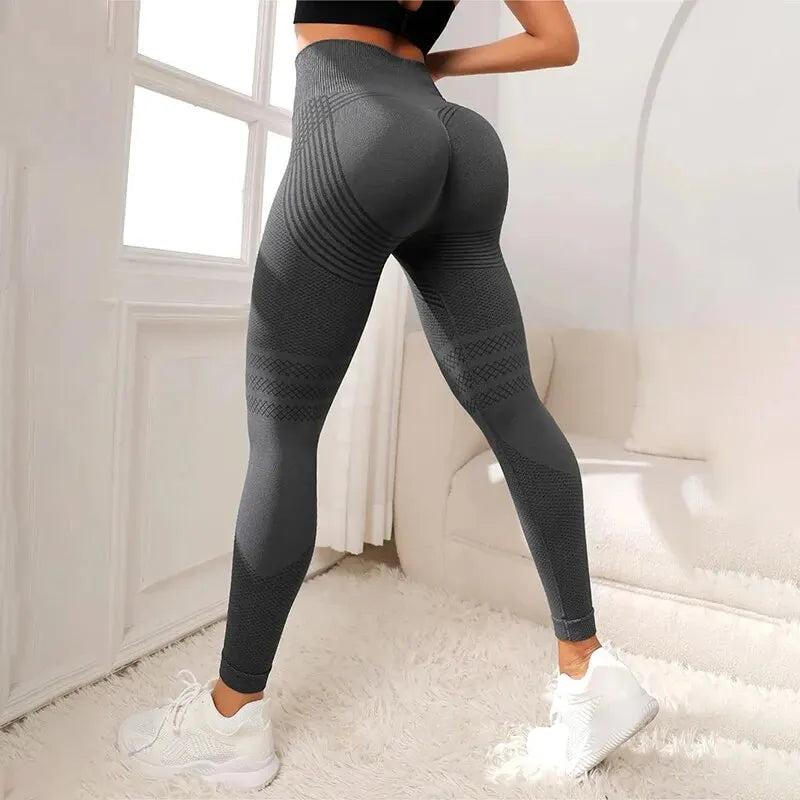 Leggings Deportivos sin Costuras de Cintura Alta – Transpirables para Gym, Yoga y Fitness 🧘‍♀️🏋️‍♀️✨