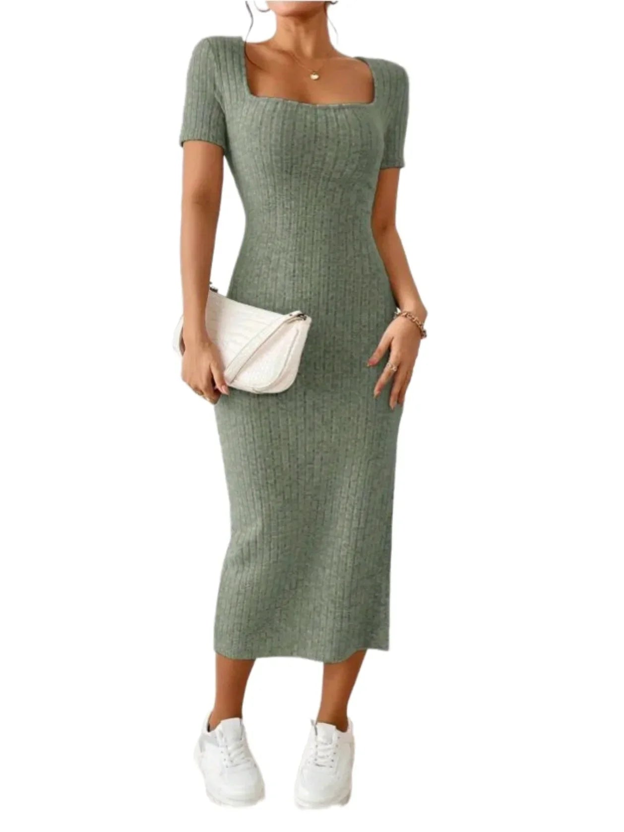 Vestido de maternidad con cuello cuadrado y abertura lateral