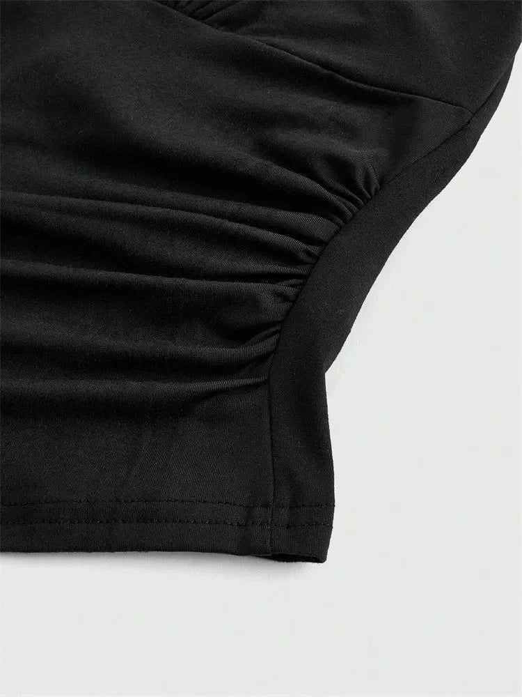 Top Corto Cuello V/Halter – Leopardo o Negro