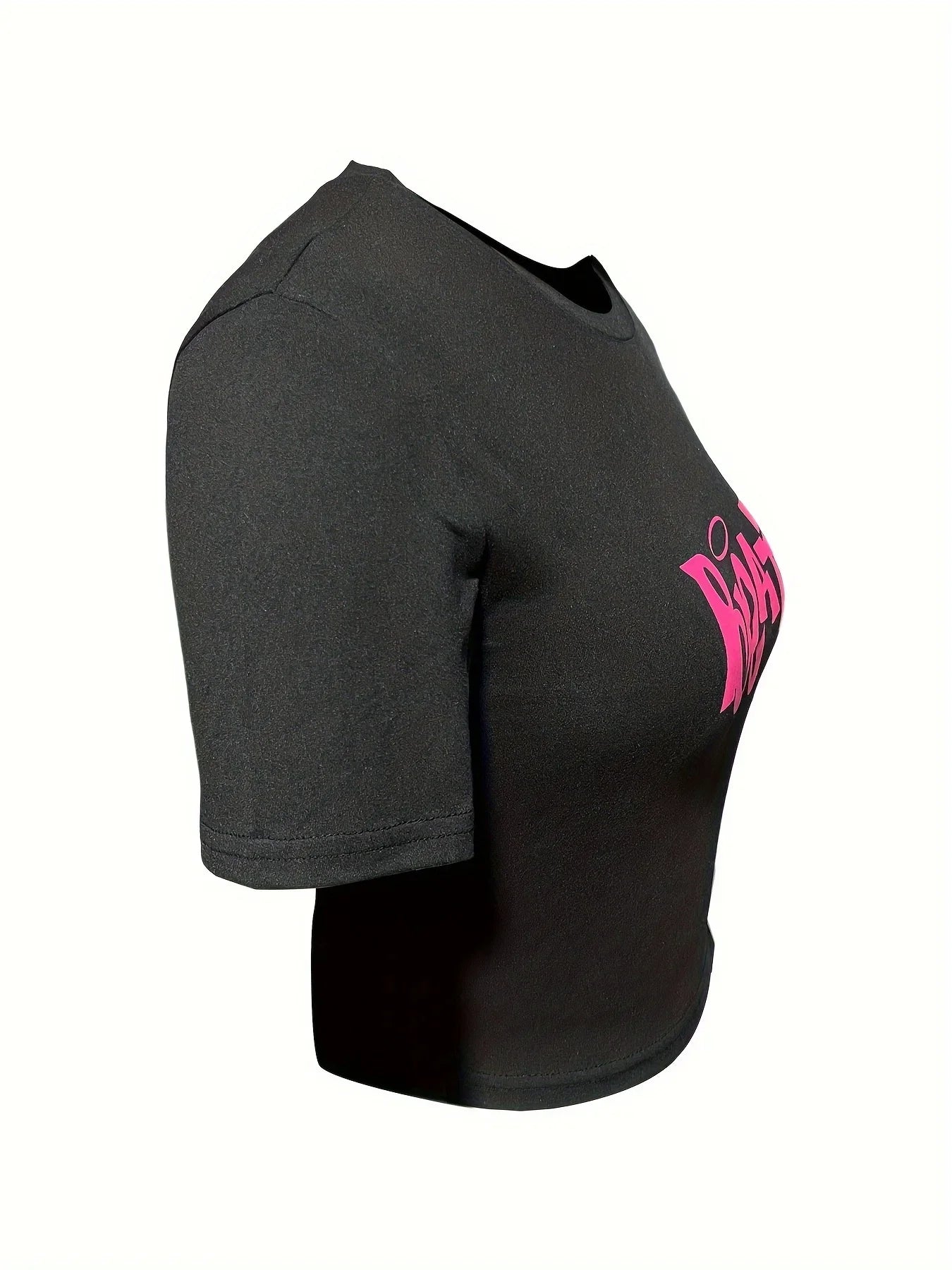 Camiseta ajustada Bratz Y2K – crop top de manga corta con estampado rosa
