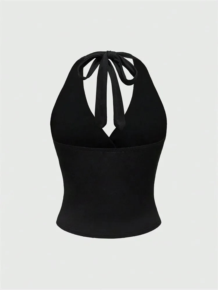 Top Corto Cuello V/Halter – Leopardo o Negro