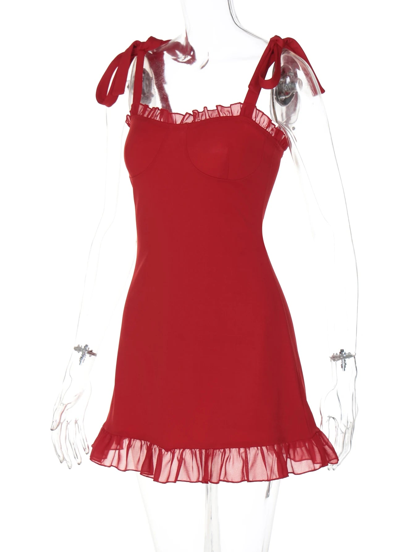 Minivestido ajustado con volantes y espalda descubierta