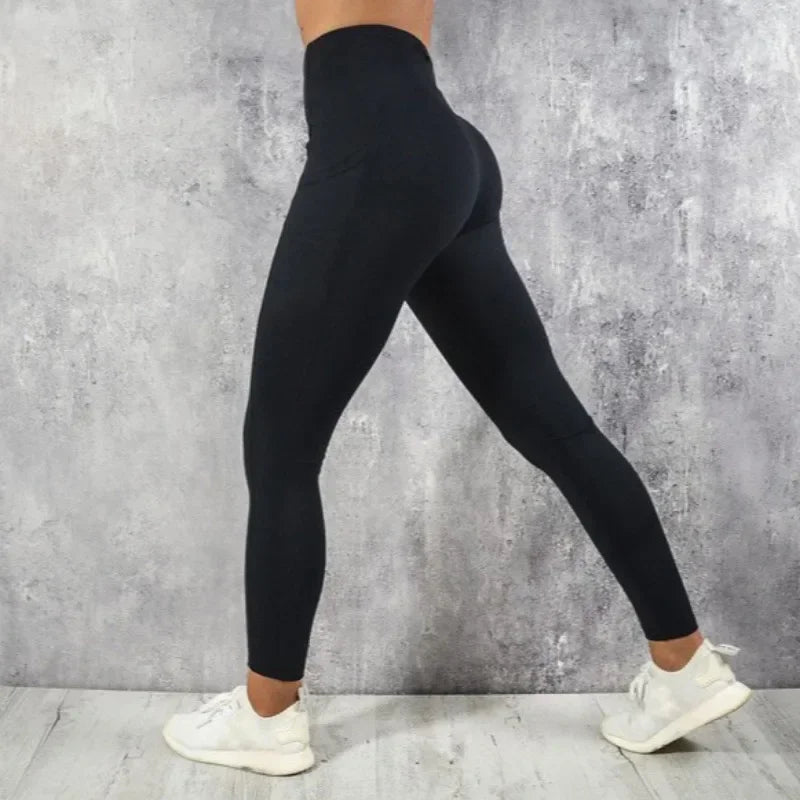 Leggings Deportivos de Cintura Alta con Bolsillo – Push Up para Gym, Yoga y Running 🧘‍♀️🏋️‍♀️✨