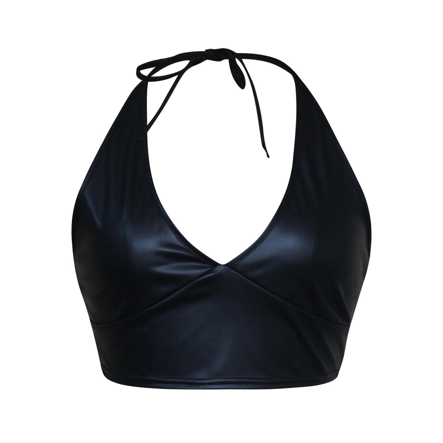 Bralette de Cuero PU Negro 🔥 con Tirantes Ajustables y Hebilla – Lencería Sexy y Versátil