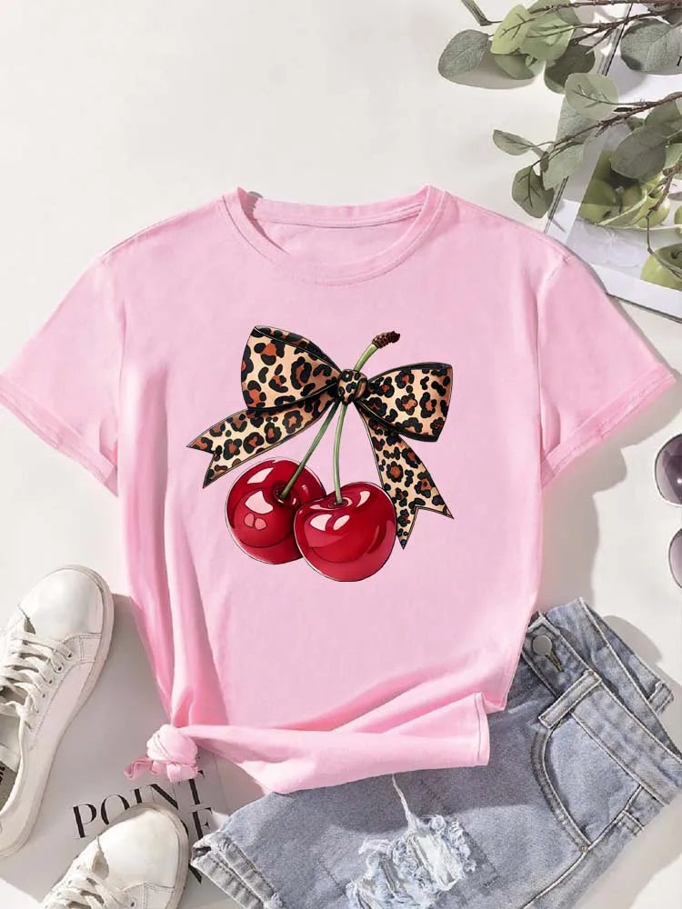 🍒 Camiseta con estampado de cereza – top casual para mujer 🍒