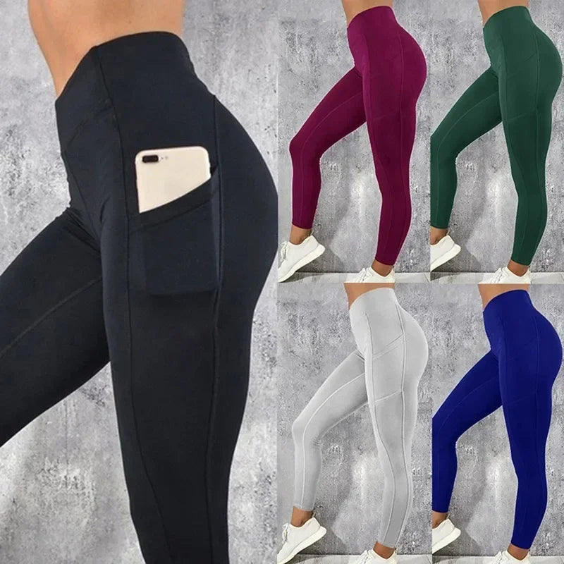 Leggings Deportivos de Cintura Alta con Bolsillo – Push Up para Gym, Yoga y Running 🧘‍♀️🏋️‍♀️✨