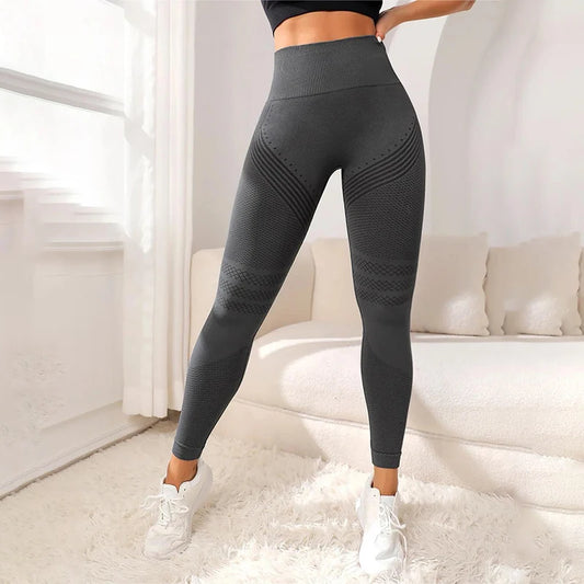 Leggings Deportivos sin Costuras de Cintura Alta – Transpirables para Gym, Yoga y Fitness 🧘‍♀️🏋️‍♀️✨