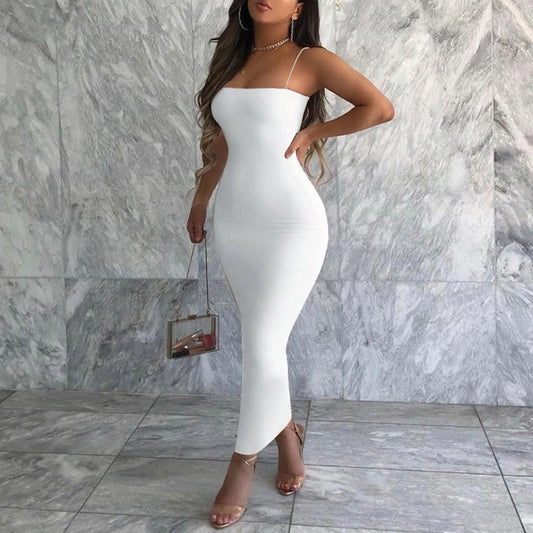 Vestido tubo sin tirantes con espalda descubierta